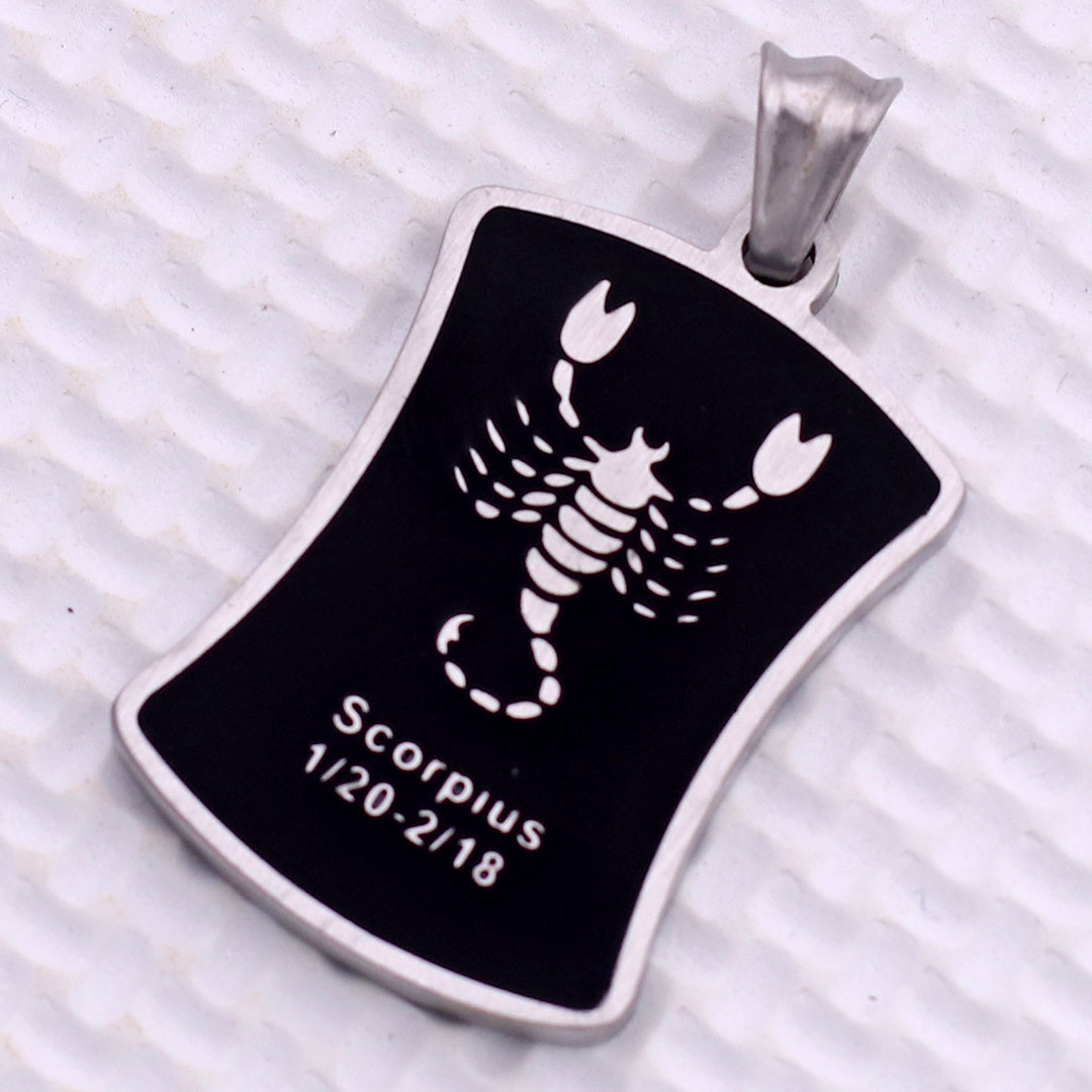 Mặt dây chuyền cung Hổ Cáp - Scorpius inox trắng kèm vòng cổ dây chuyền inox rắn trắng + móc inox trắng, Cung hoàng đạo