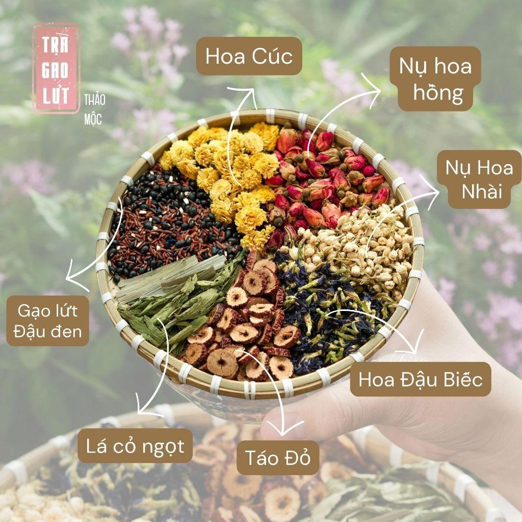 Trà Gạo Lứt Huyết Rồng Thảo Mộc Mix 8 Vị Thảo Mộc Bamboo - Đẹp Da, Chống Lão Hoá, Thanh nhiệt