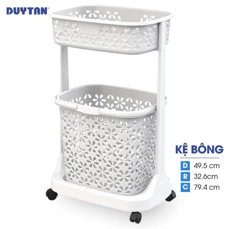 Kệ bông nhựa DUY TÂN 2 tầng có bánh xe (49.5 x 32.6 x 79.4 cm) - 14303