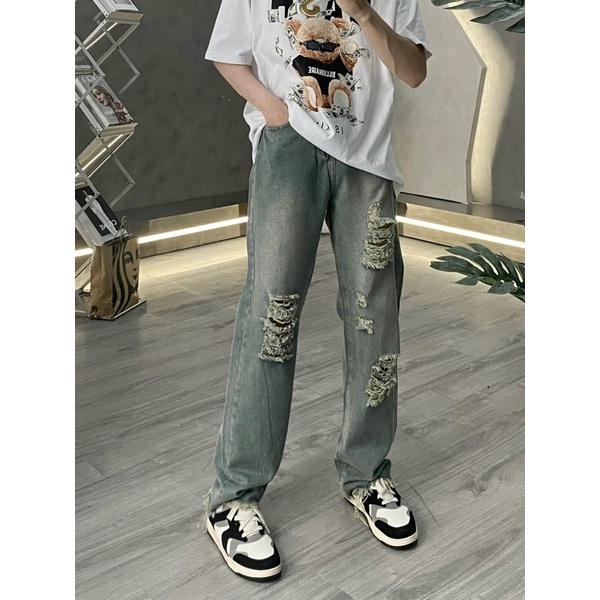 Quần baggy jeans ống suông màu lạ siêu đẹp