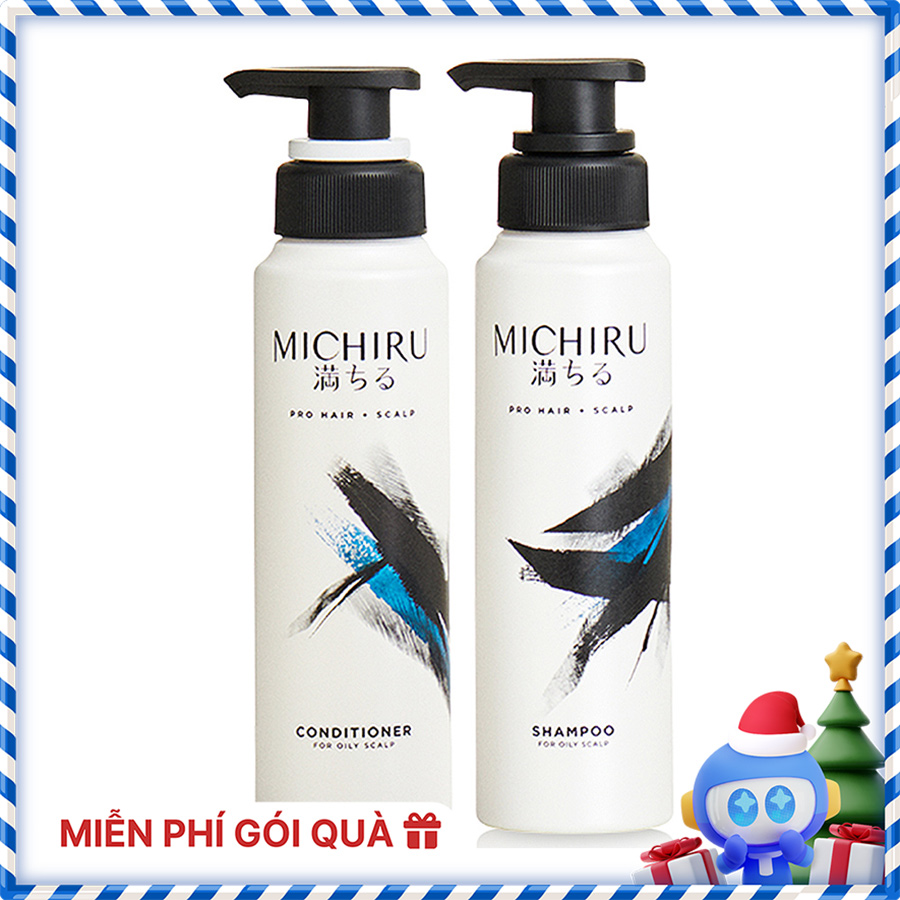 Bộ Gội Xả Michiru Ngăn Gãy Rụng 95% & Làm Dày Tóc Dành Cho Da Đầu Nhờn (180gx2)