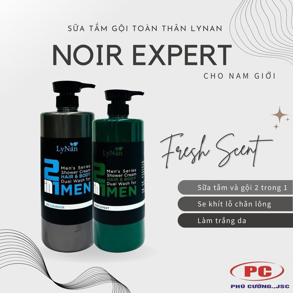 Sữa tắm gội Lynan cho nam, hương nước hoa cao cấp chai 1000ml