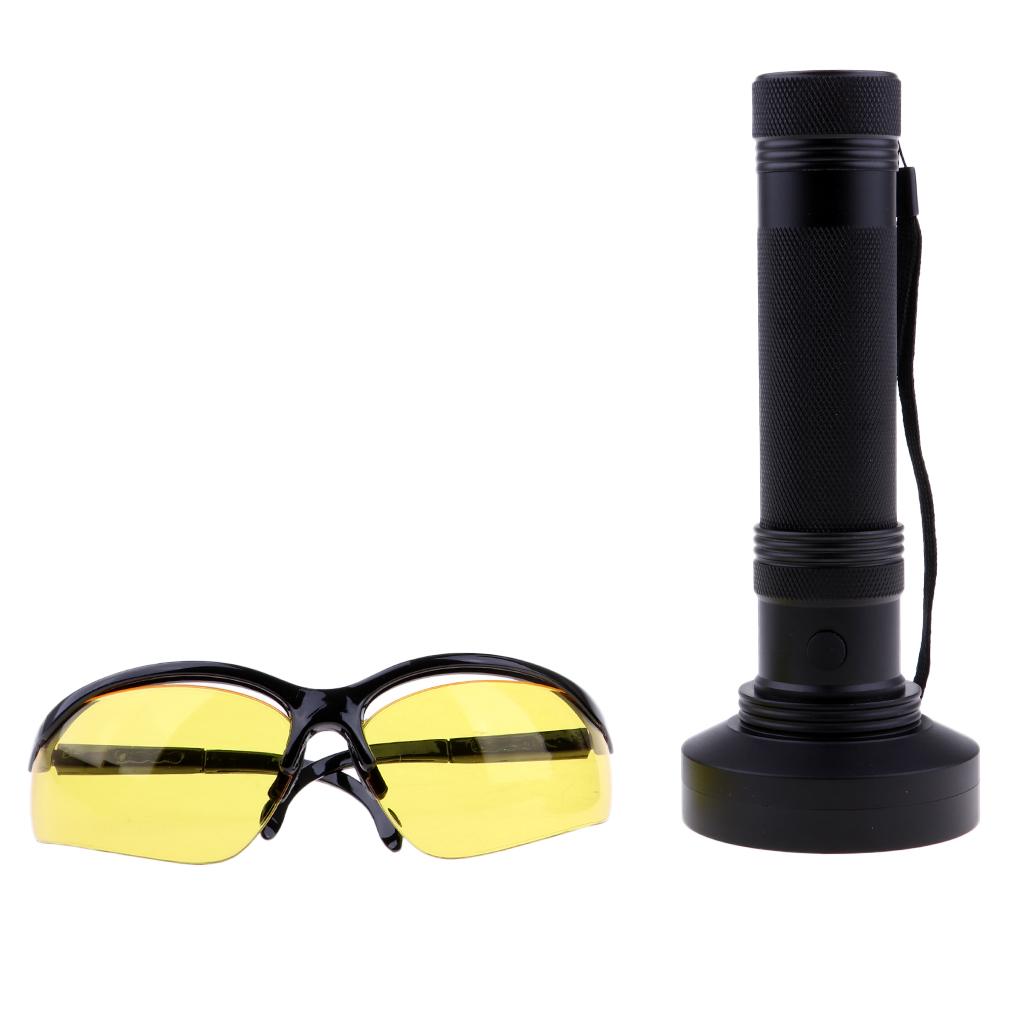 UV Ultraviolet Blacklight Flashlight Detector Light w/ Eye-protection Goggle