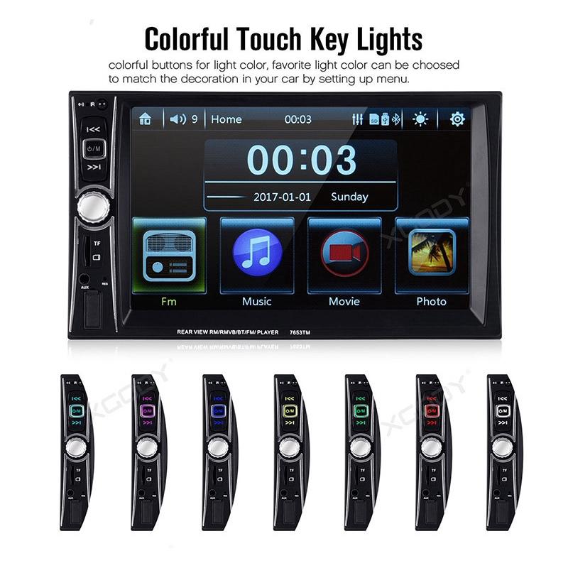 Máy nghe nhạc MP5 màn hình cảm ứng 6.6" 7653TM Double 2 DIN kết nối Bluetooth chất lượng HD cho xe hơi