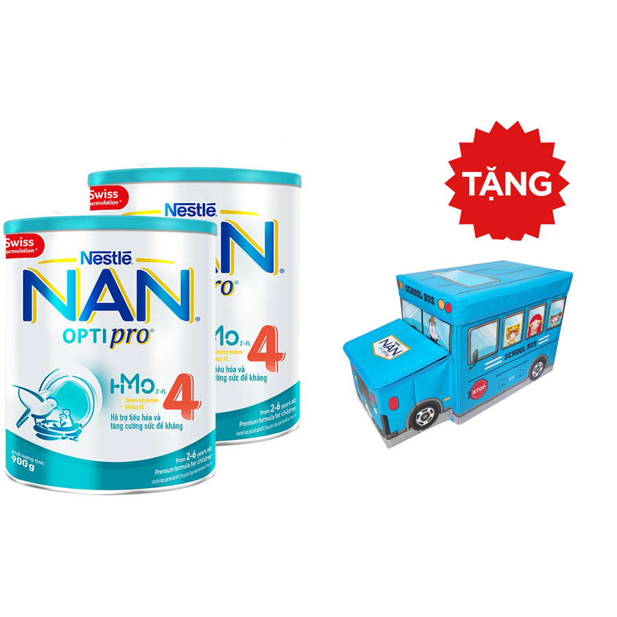 Combo 2 lon NAN OPTIPRO 4 900g + Tặng Thùng đồ đa năng màu xanh dương - Mẫu ngẫu nhiên