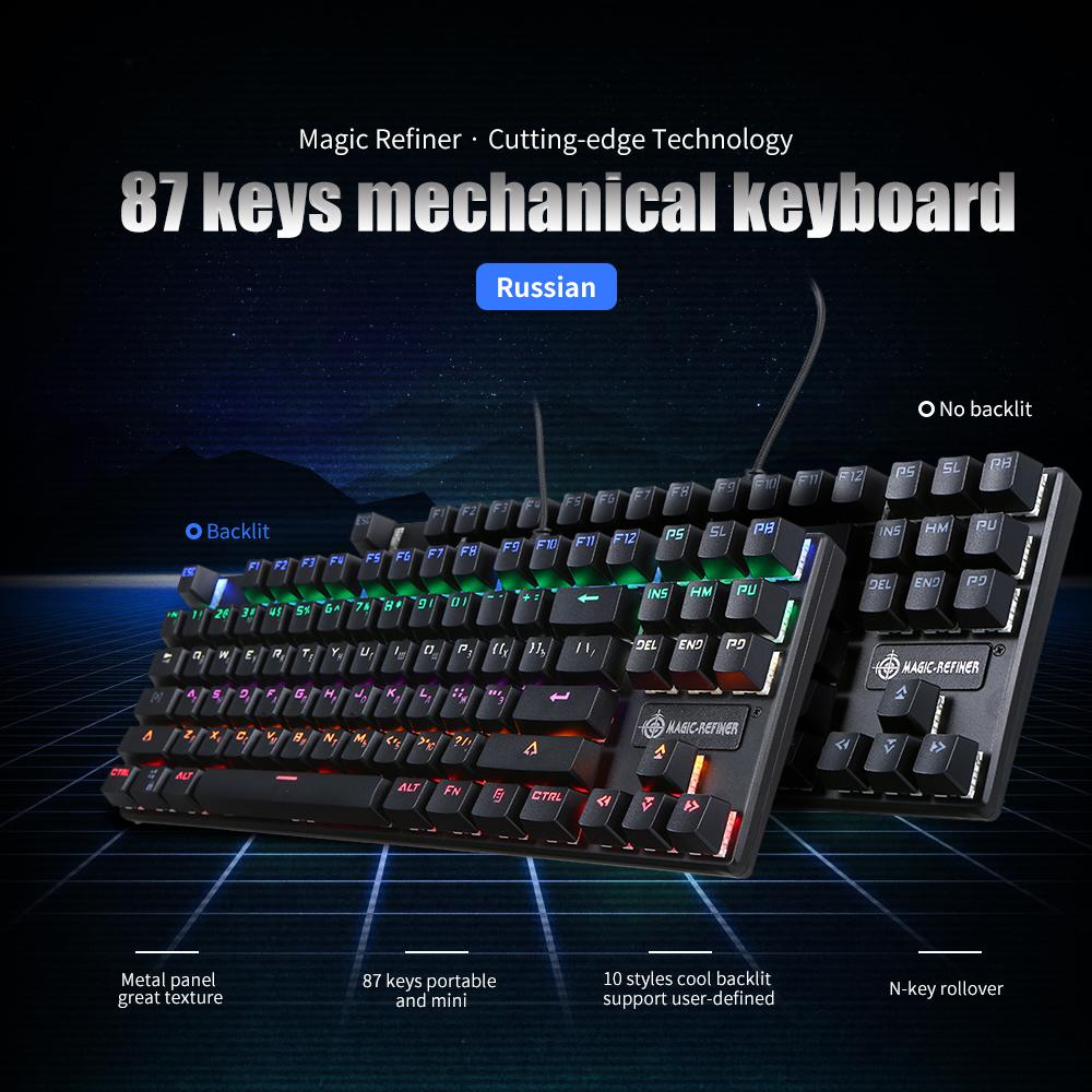 Bàn phím cơ MAGIC-REFINER chuyển đổi N-Key Blue Switch với phiên bản tiếng Nga và tiếng Anh