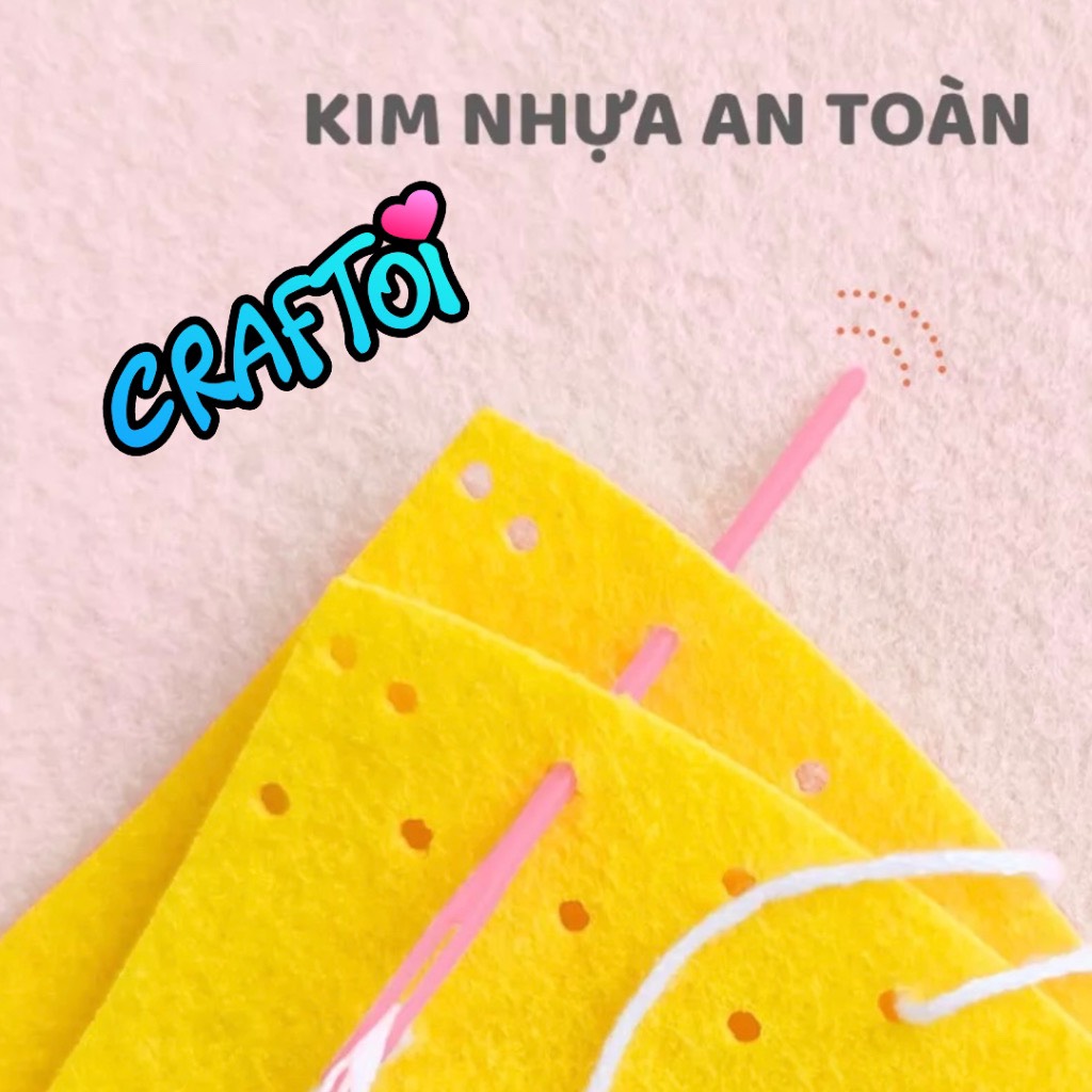 KIM NHỰA Bộ Thủ Công Trẻ Tự Làm Thú Bông 5+ HEDGEHOG CACTUSE Craftoi Felt Sewing toy prepunched holes plastic needle
