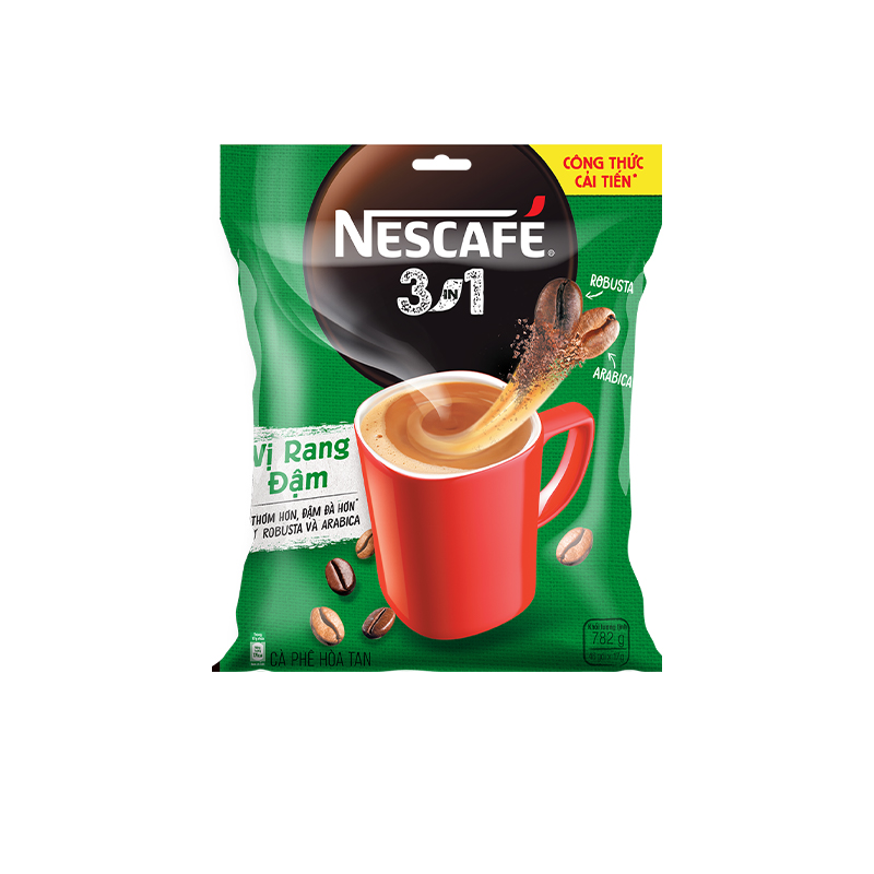 Hình ảnh [Tặng Bộ bình ly Lumiarc 750ml & 200ml NESCAFE] Combo 3 Bịch NESCAFÉ 3IN1 Công thức cải tiến - VỊ RANG ĐẬM Bịch 46 gói