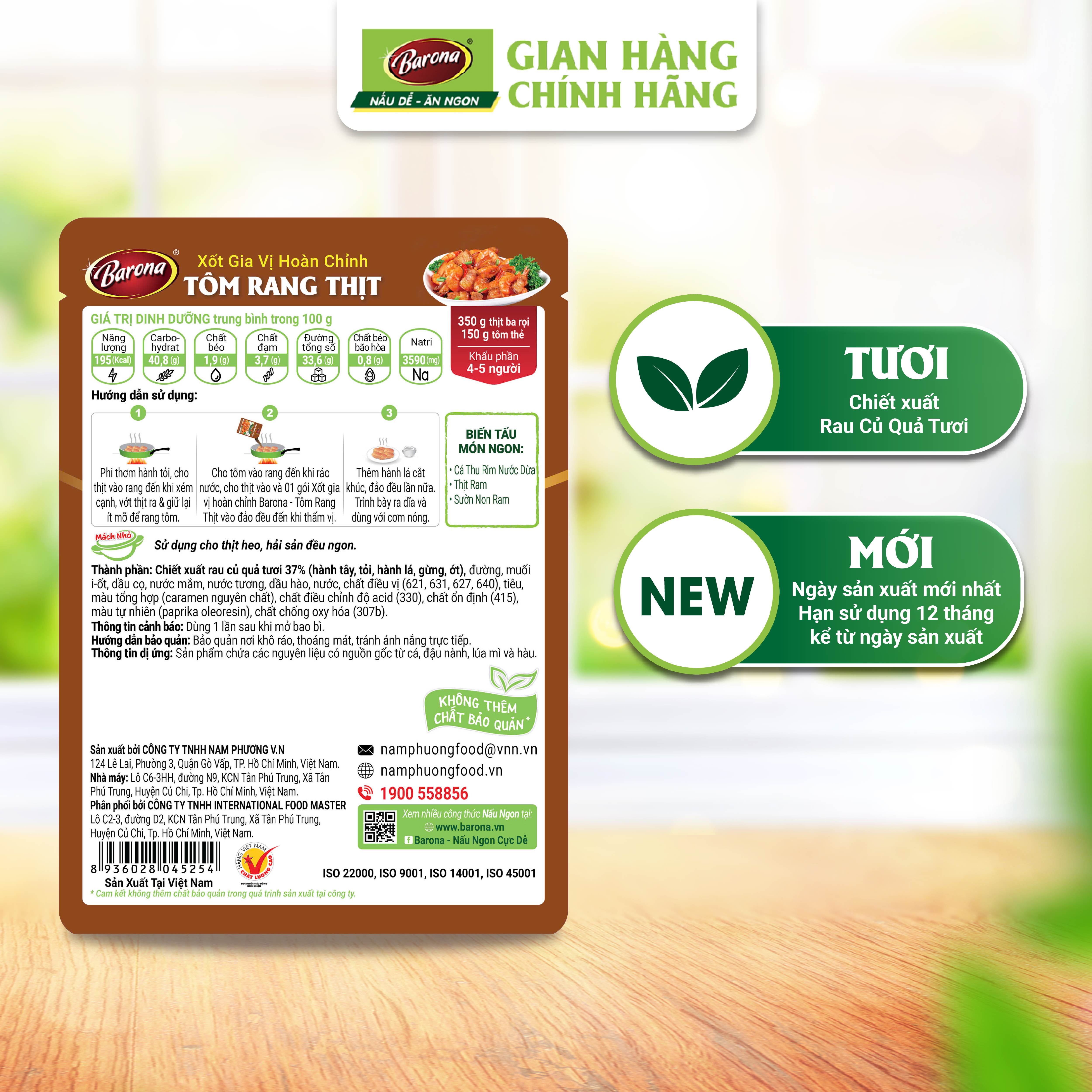 Gia Vị Tôm Rang Thịt Barona 80g ướp ngon chuẩn vị không cần nêm nếm