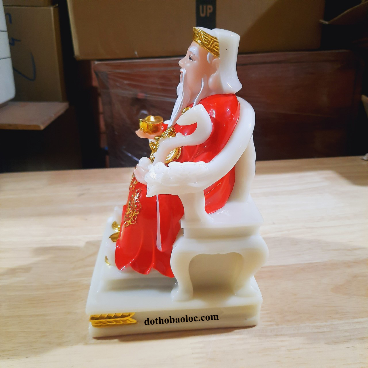 Cặp tượng thần tài ông địa đá ngồi ghế cao cấp Đài Loan cao 8 inch