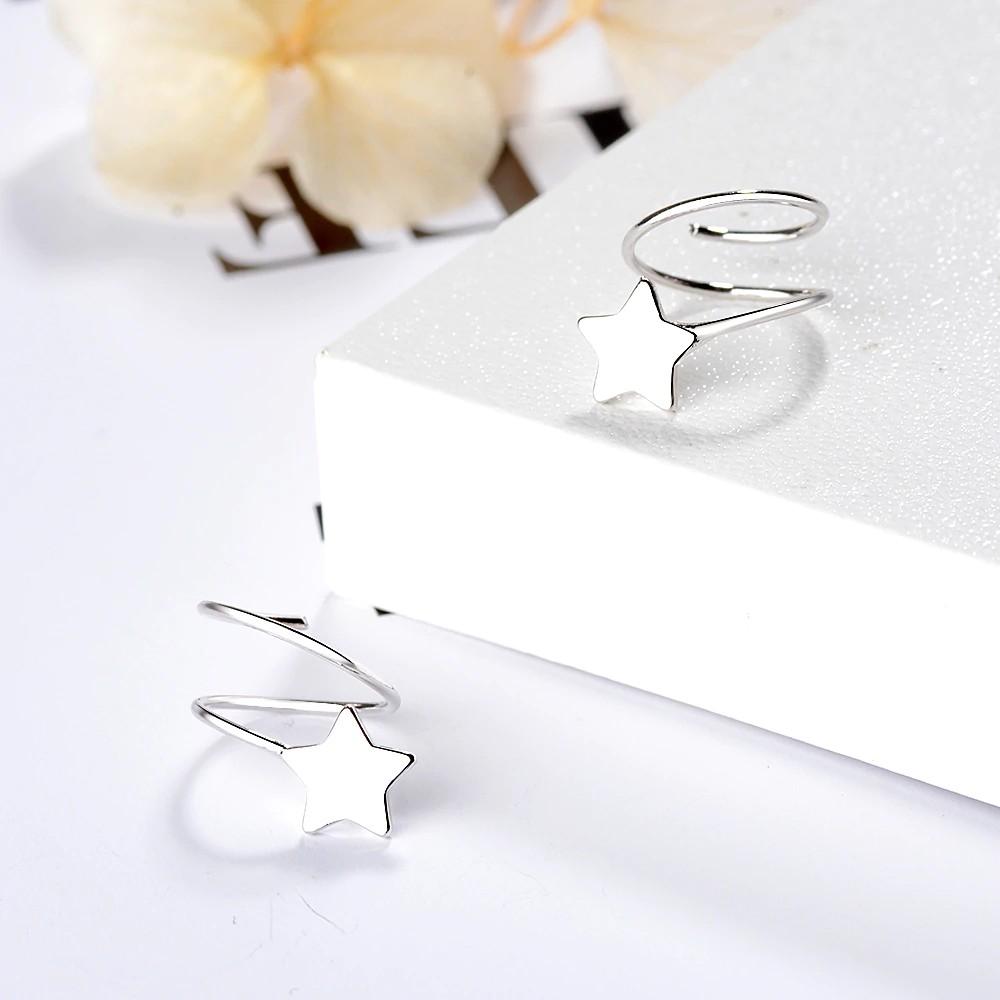 Khuyên tai xoắn ốc gắn ngôi sao bạc