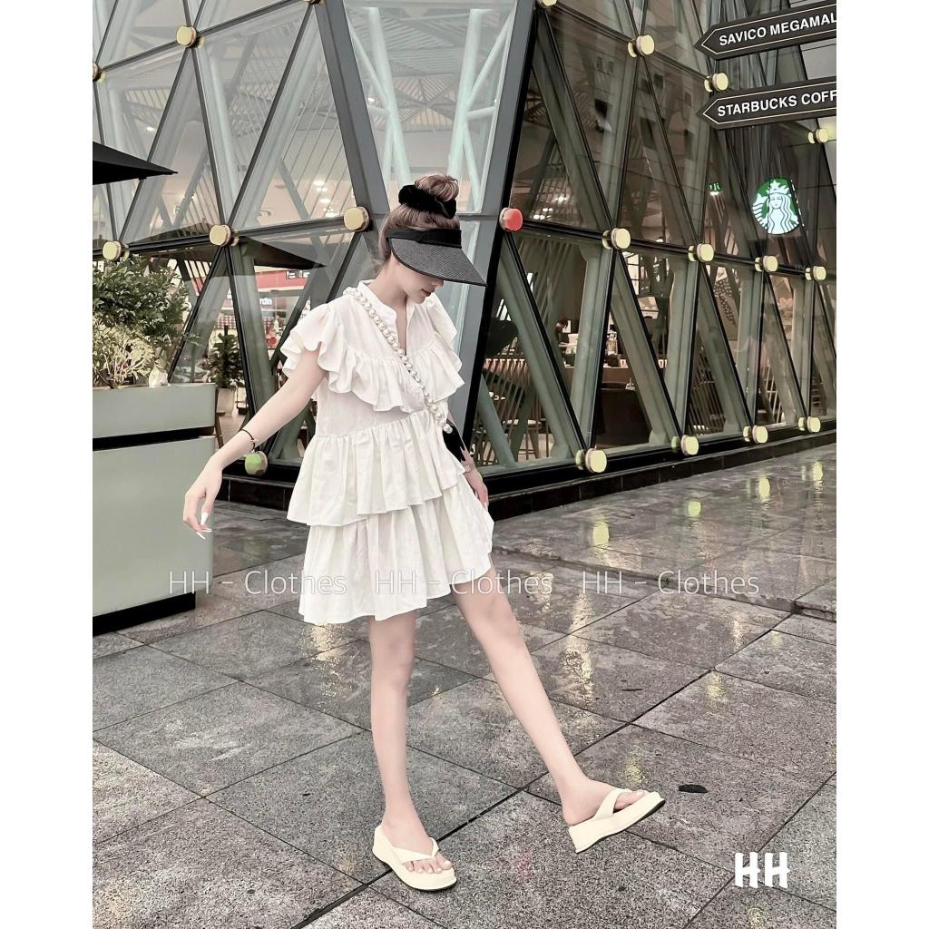 Váy đầm nữ đi chơi đi biển, đầm nữ phối bèo tiểu thư, Váy Bèo Babydoll Dễ Thương