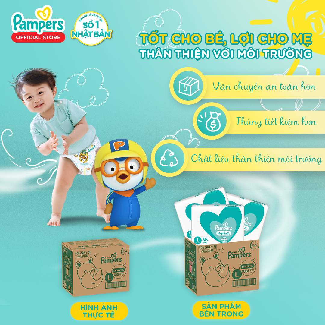 Combo 2 Thùng Ultra Box 3 Gói Tã Quần PAMPERS Giữ Dáng L108/XL96/XXL84