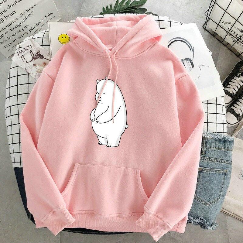 Áo Hoodie In Hình Gấu Áo Nỉ Mùa Đông Ấm Thun Tay Dài