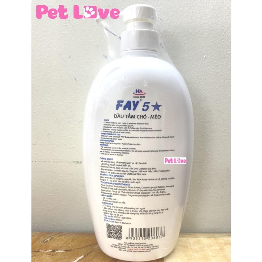 Sữa tắm Fay 5 sao diệt ve rận, bọ chét, khử mùi, mượt lông chó mèo