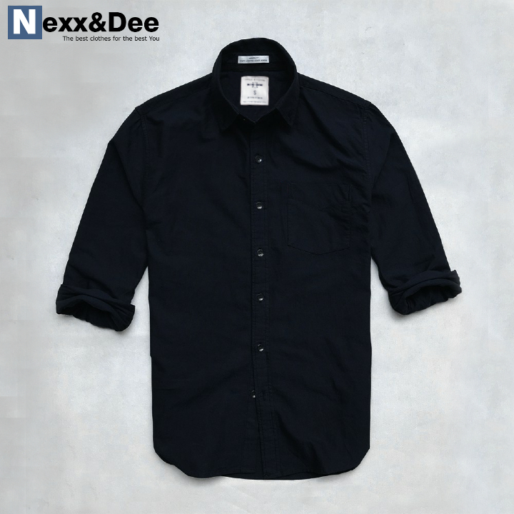 Áo sơ mi nam tay dài trắng công sở đi tiệc vải oxford denim có túi cao cấp SM02