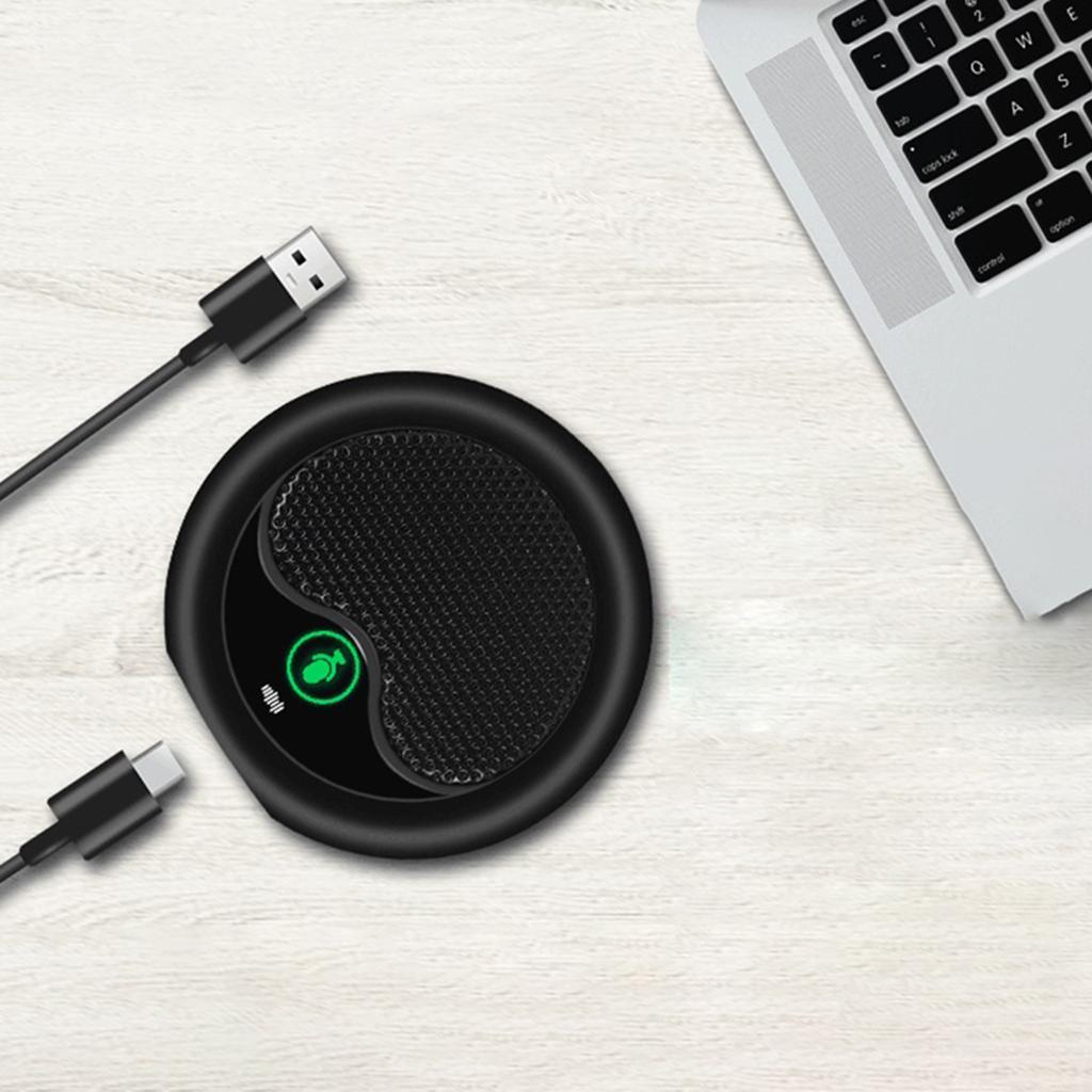 USB Conference Microphone Noise Canceling 360° with Mute for Chatting Tablet