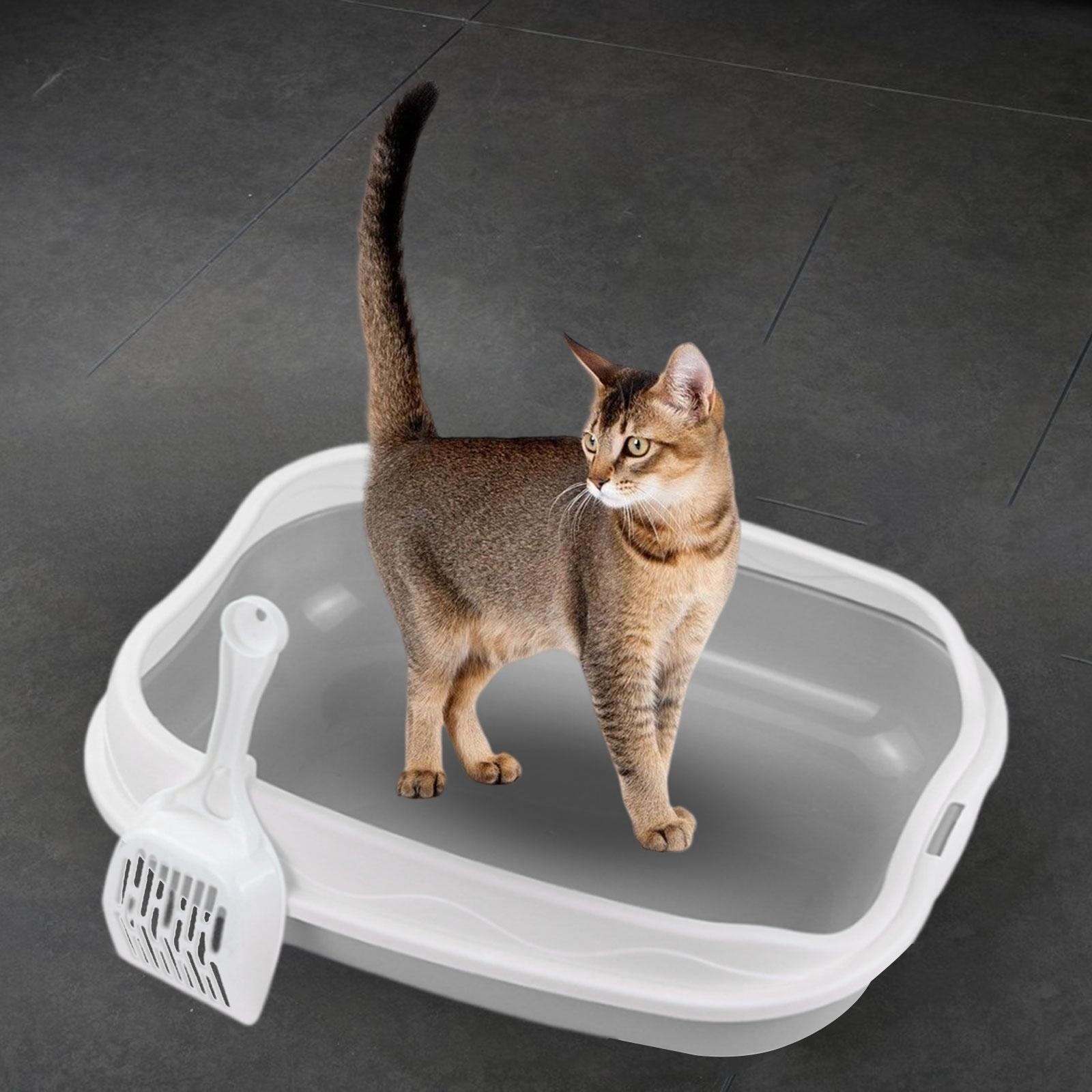 Cat Litter Box Pet Litter Tray Cat Sand Sand Basin Pet Accessories Anti Splashing Cat Bedpan Semi Litter Toilet Litter Pan