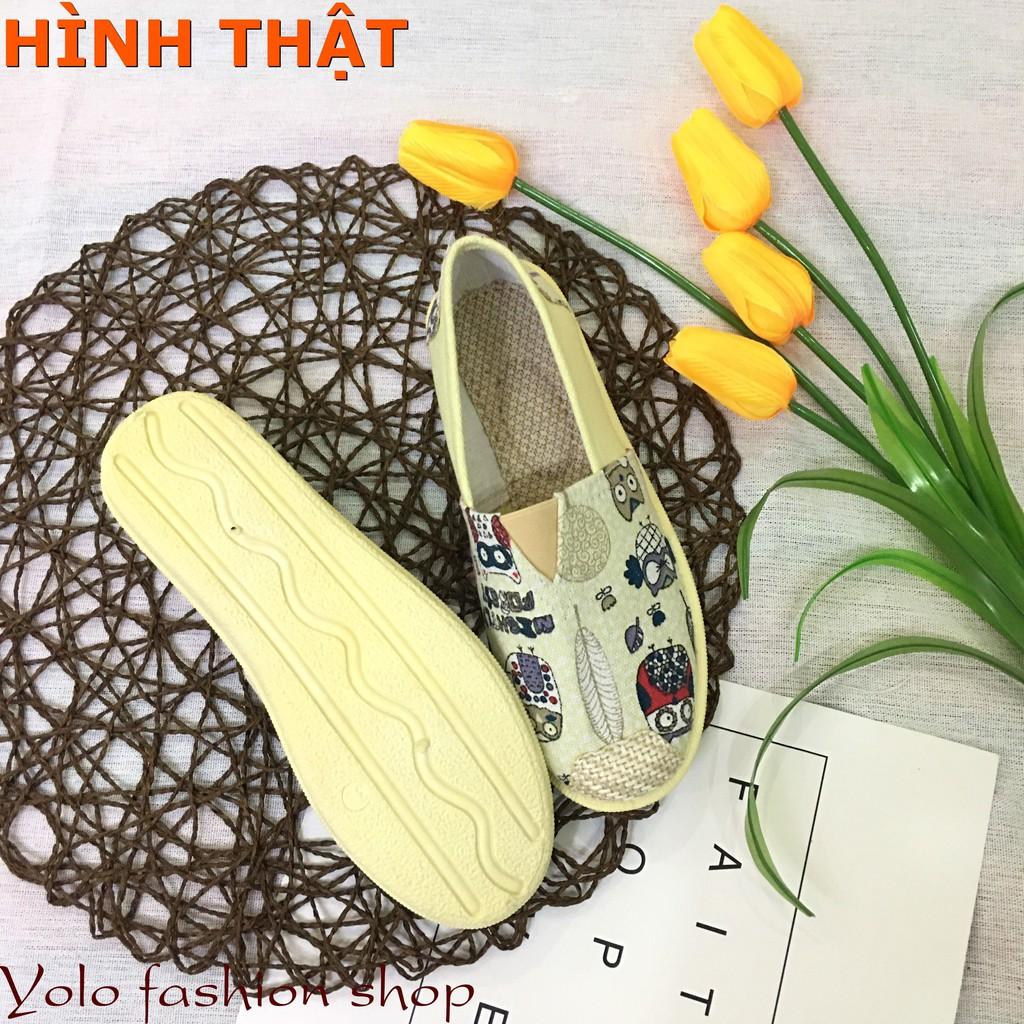 GL3 Giày lười slip on nữ bọc cói vintage thời trang