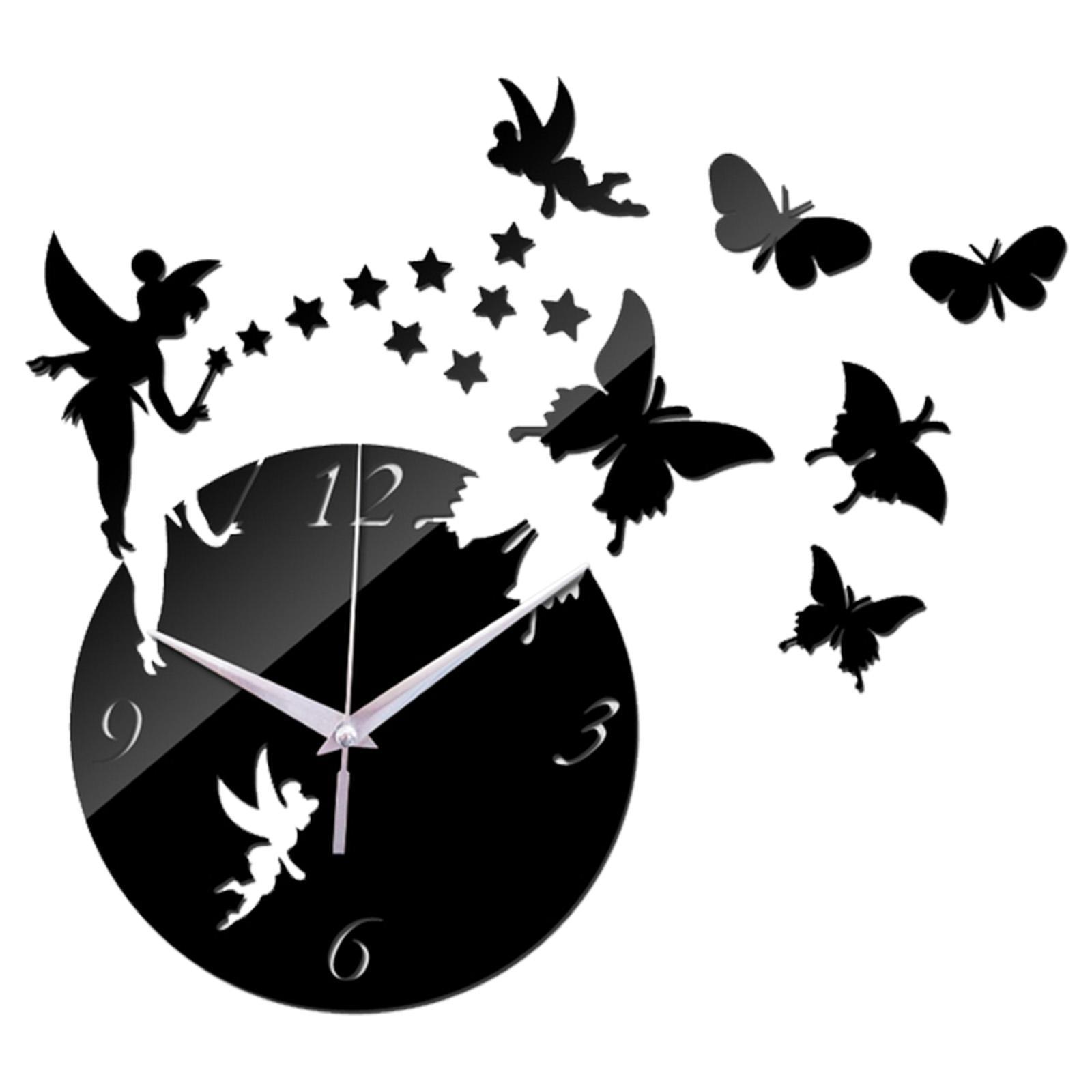 Wall Clock Stickers DIY Acrylic 3D Butterfly Wall Clock Mirror Mute Large Wall Clock Modern Design for Home Decoration