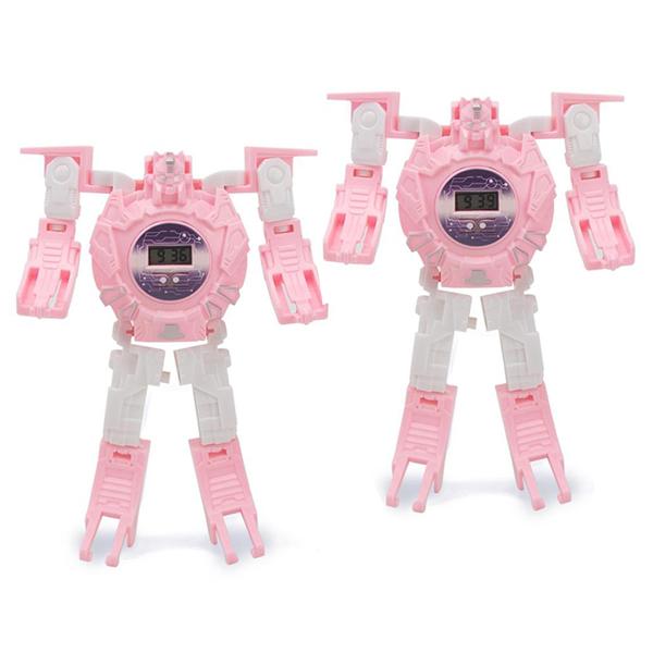 2 Đồ chơi lắp ghép ĐỒNG HỒ BIẾN HÌNH ROBOT SIÊU NHÂN màu hồng dành cho bé gái