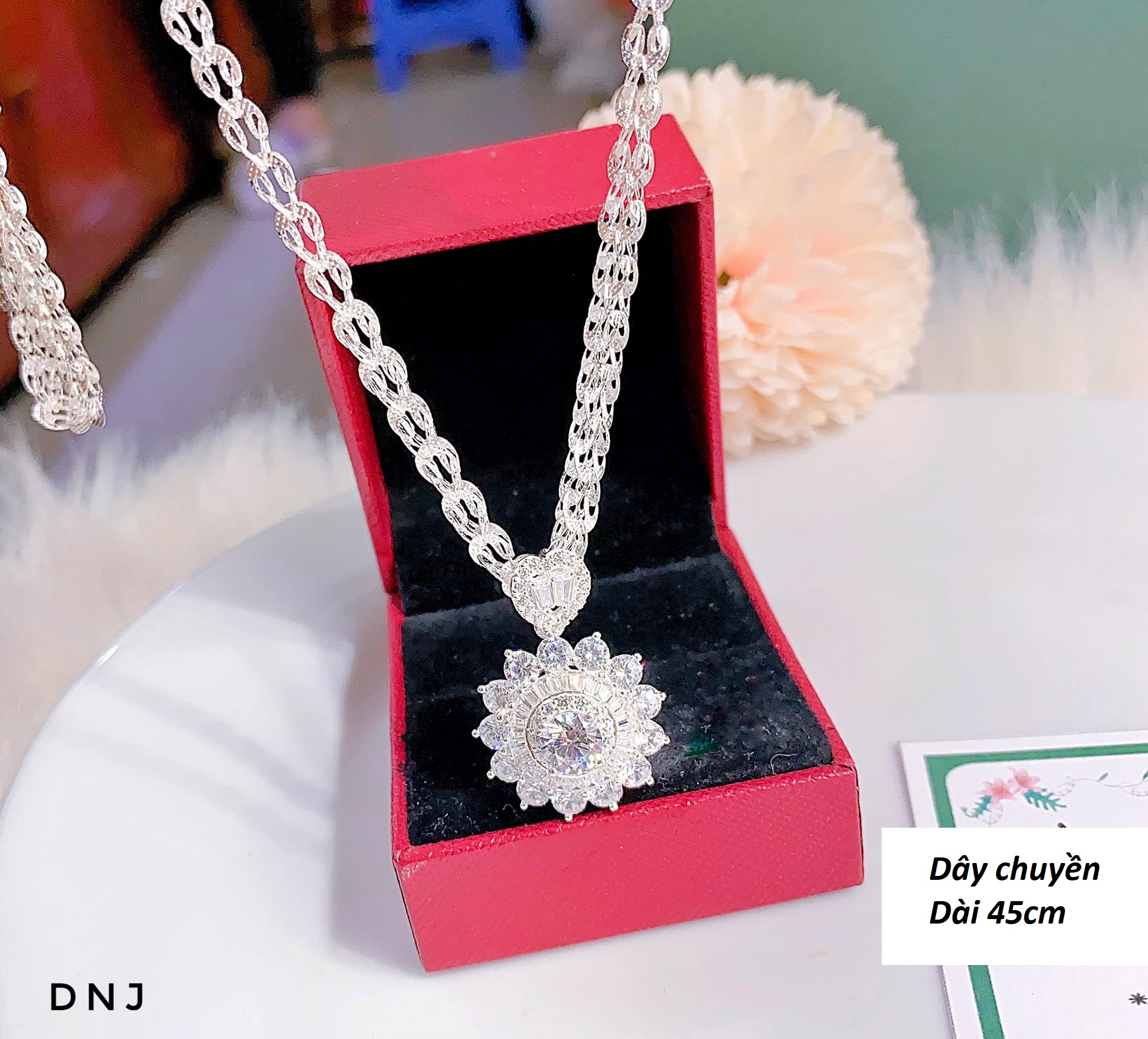 Dây chuyền nữ kèm mặt cao cấp chất liệu bạc Ý MS0325