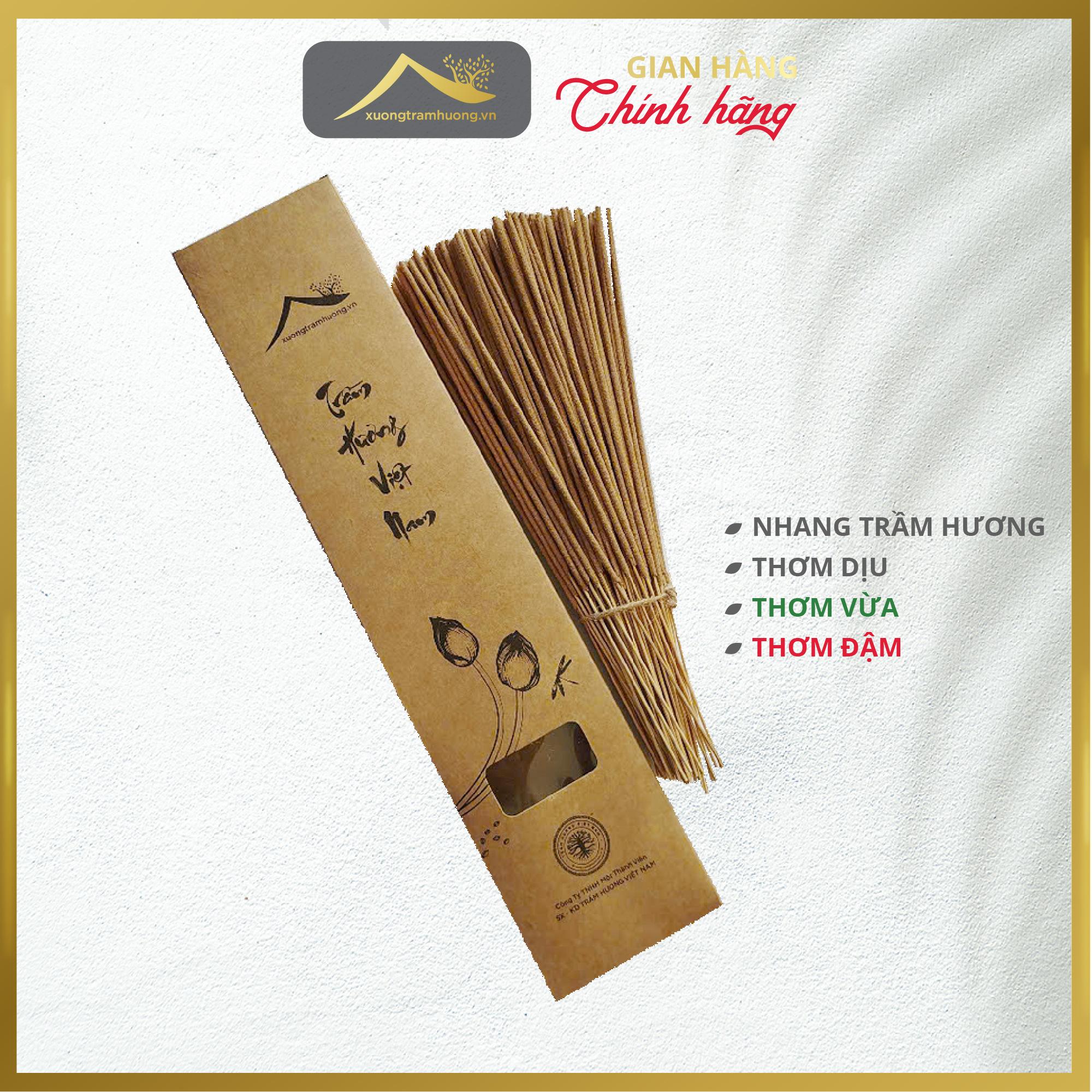 Nhang Trầm Hương Sạch Xưởng Trầm Hương Thơm Dịu/ Vừa/ Đậm Hộp 100 Cây Xông Nhà Tẩy Uế - 40cm