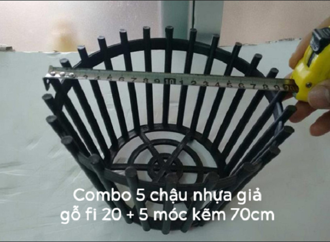 5 CHẬU NHỰA GIẢ GỖ + 5 MÓC KẼM 70CM TRỒNG LAN FI 20_NSX BÌNH THUẬN PLASTICS!