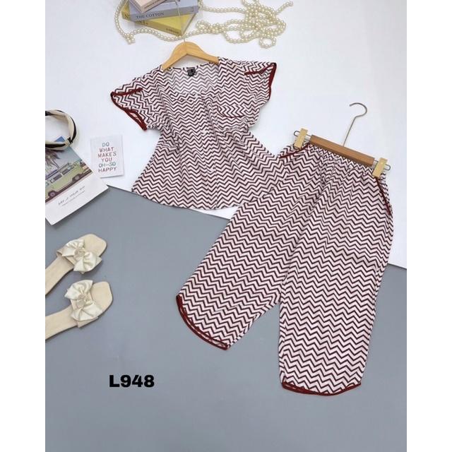 Đồ Bộ Xinh Lửng Cổ Tròn Tay Đắp Tole Lanh