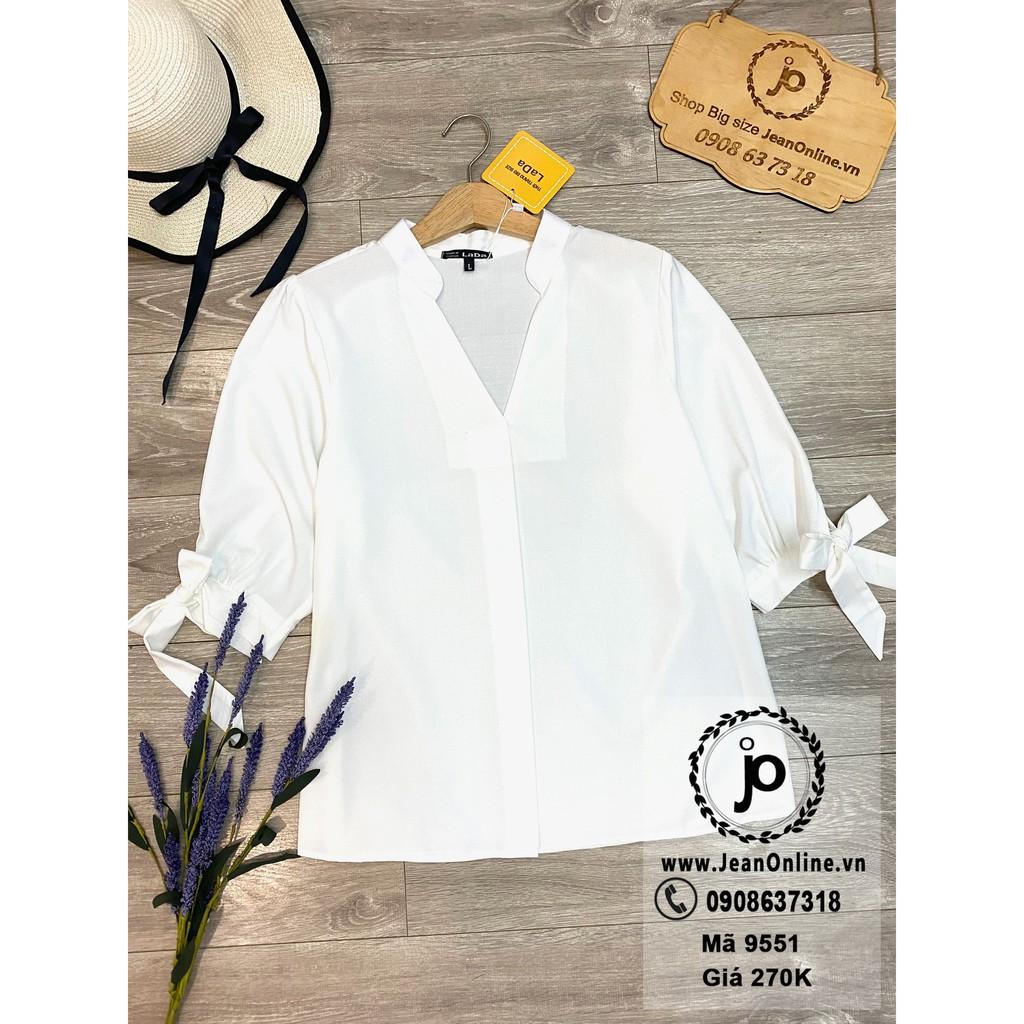 Sơ mi Cổ Trụ Tay Cột Nơ Bigsize Nữ áo sơ mi nữ, thời trang ngoại cỡ, thời trang bigsize, áo kiểu
