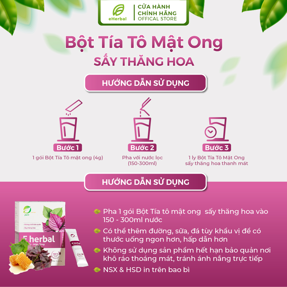 Bột Tía tô mật ong sấy thăng hoa