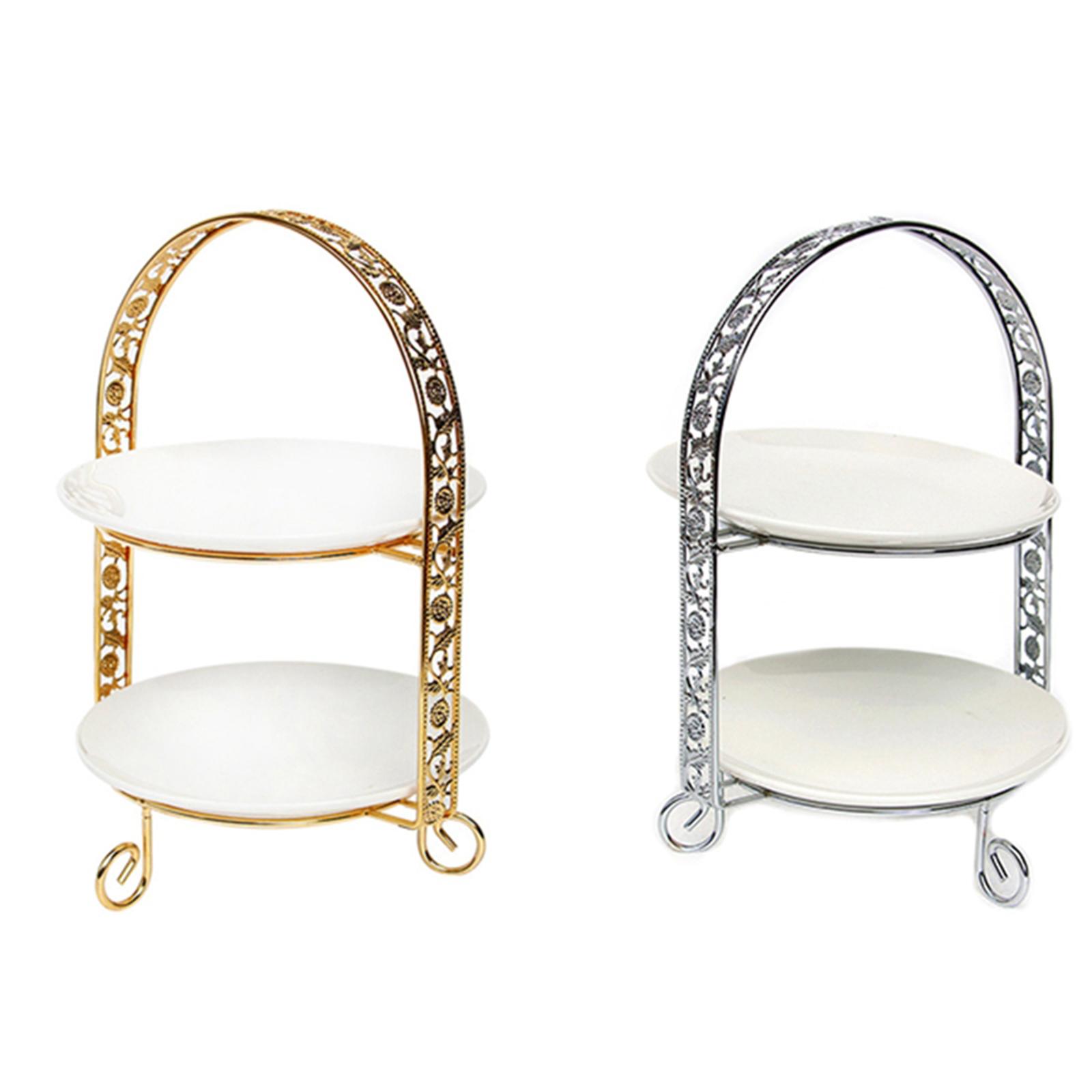 Iron 2-Tire Cupcake Platter Display Stand Serving Plate Rack