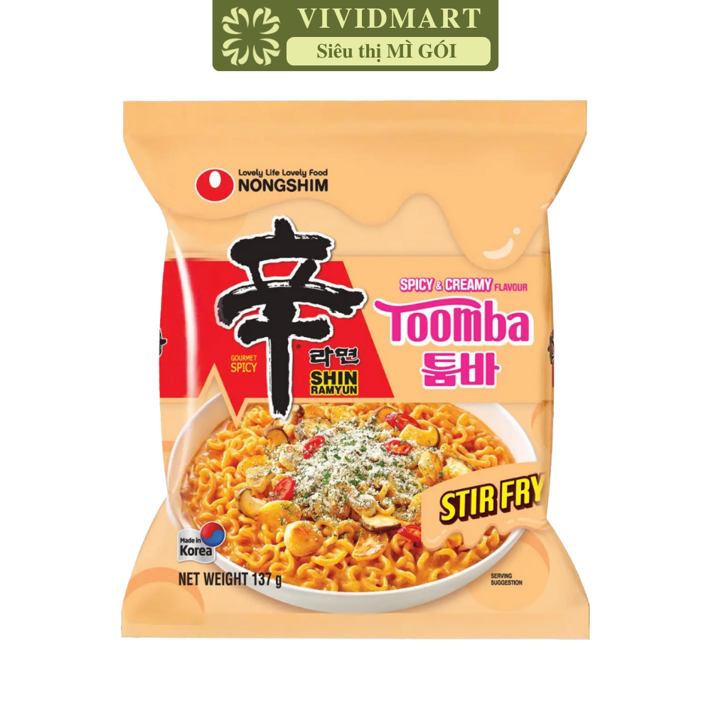 NONGSHIM - Mì xào khô Shin Ramyun hương vị Toomba, Mì trộn kem cay Toomba Nongshim Shin Ramyun (137g/gói)