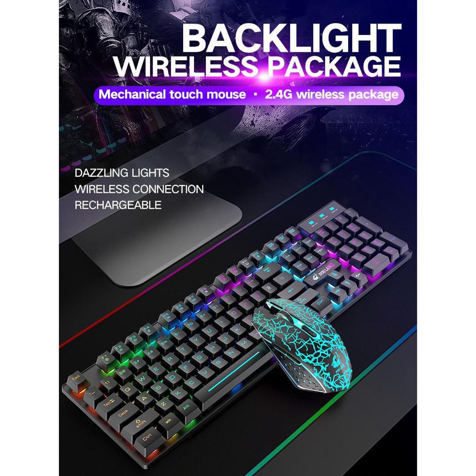 Wireless Keyboard & Mouse Set for Windows 10 PC with 2400dpi Sensor Black