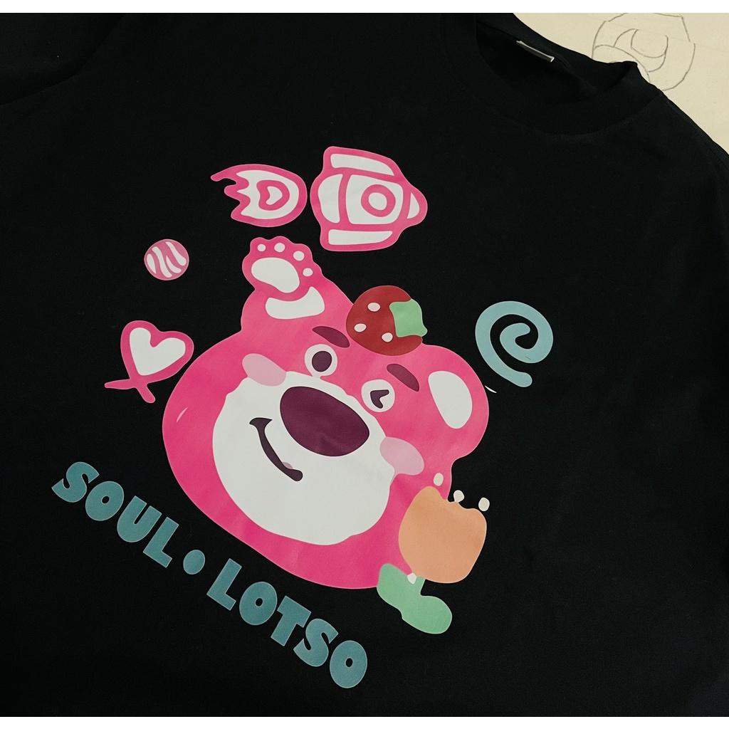 Áo thun gấu dâu Soul Lotso hỏa tiễn, Áo phông unisex nam nữ oversized tay lỡ form rộng streetwear