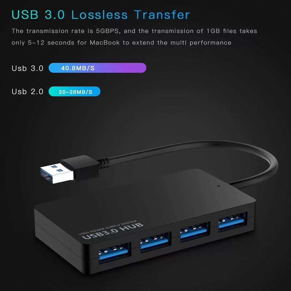 Hub USB 3.0 Cho Laptop Máy Tính Tốc Độ Cao USB 3.0 Bên Ngoài 4 Cổng Adapter Bộ Chia USB Mở Rộng Máy Tính phụ Kiện