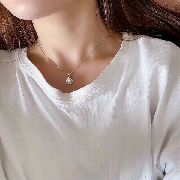 Bộ trang sức bạc xi bạch kim và đá kim cương nhân tạo
