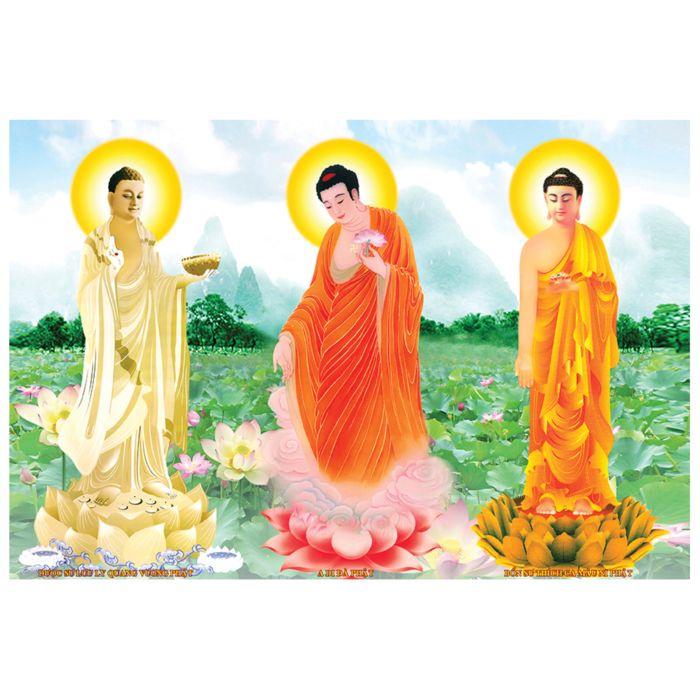 Tranh Phật giáo, tranh tam thánh treo tường, trang trí phòng thờ