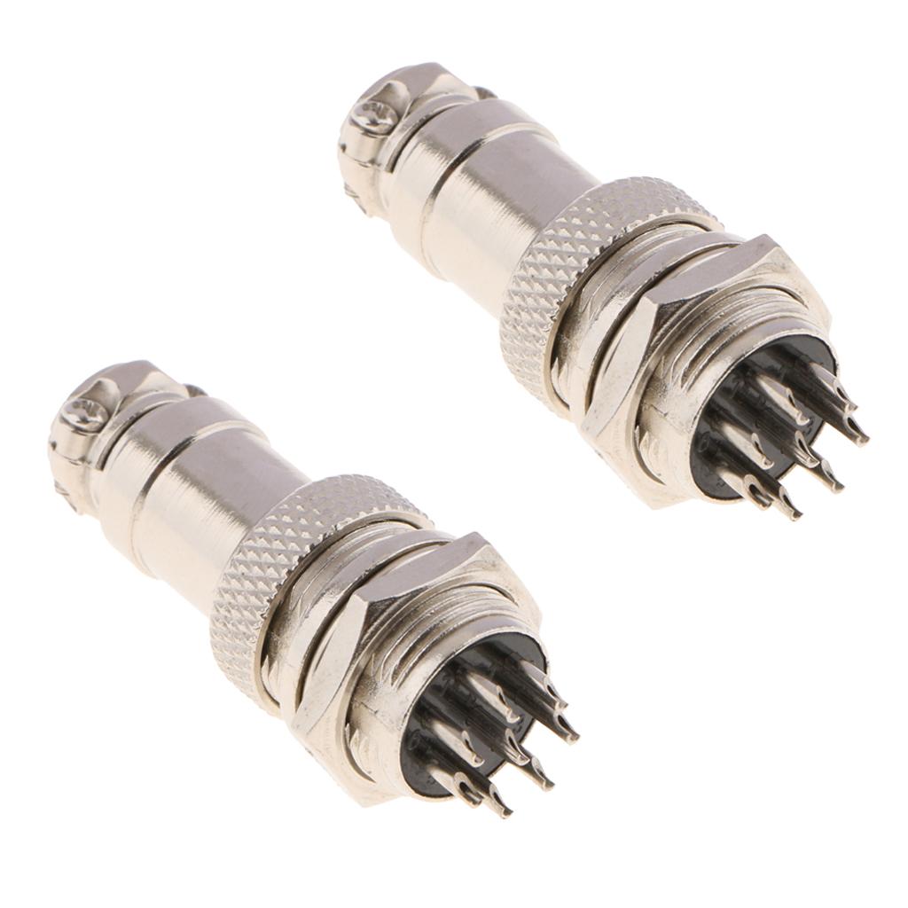 GX16-8Pins Kẽm Hợp Kim Bảng Điều Khiển Gắn Hình Tròn Hàng Không Kết Nối Cáp Cắm Ổ Cắm 2 Gói