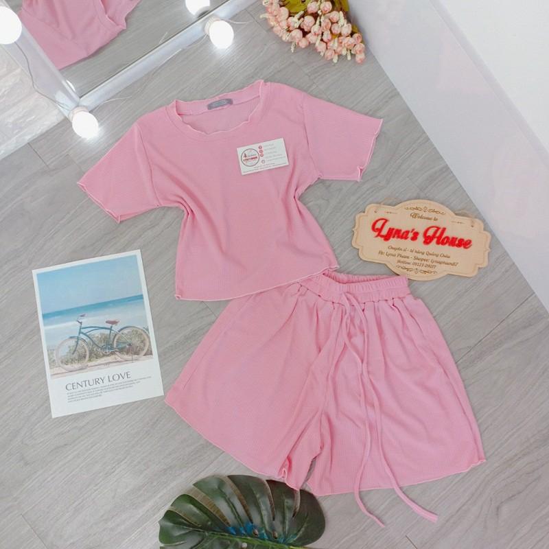 Bộ Ngủ Áo Croptop Quần Đùi Siêu Xinh LH57