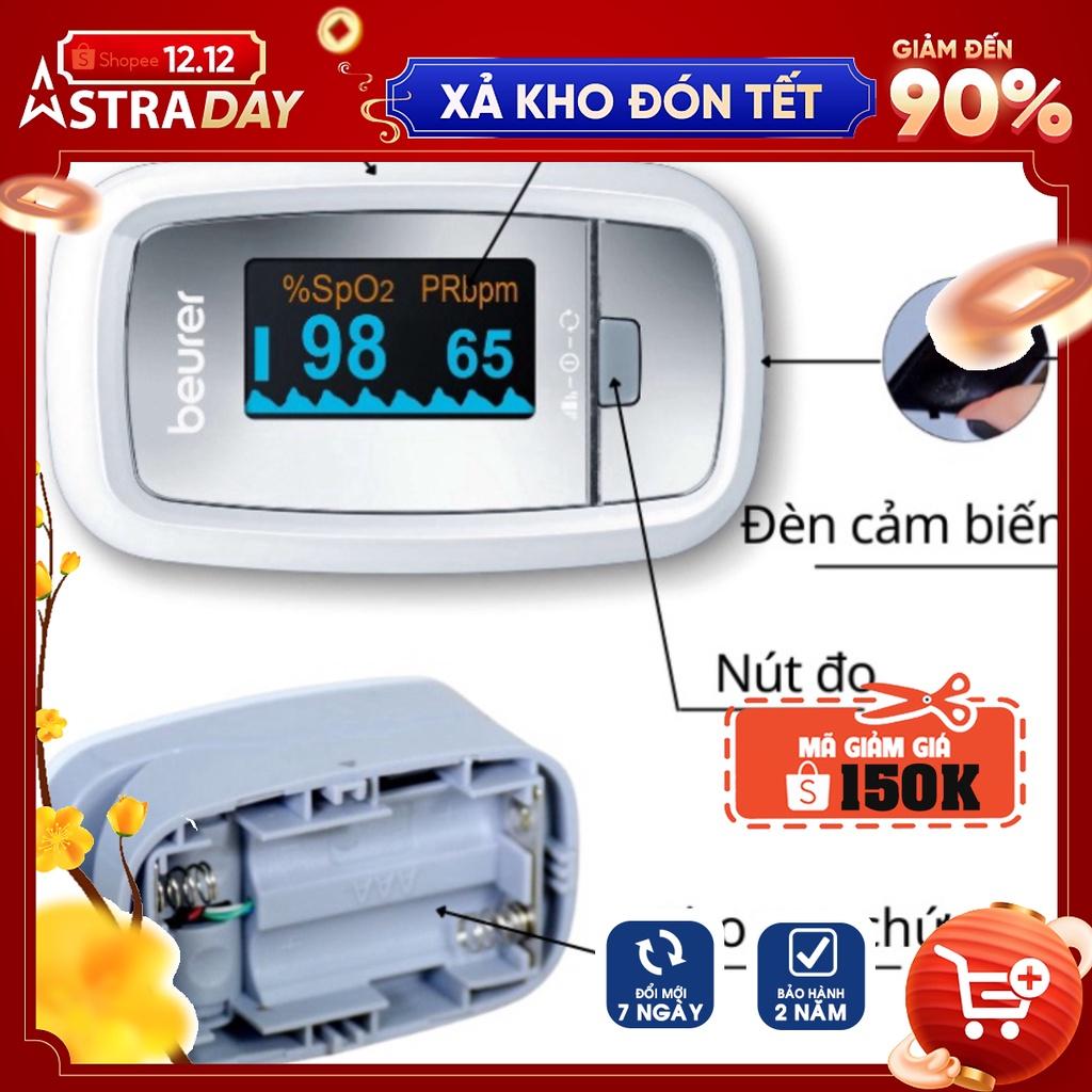 Máy đo nồng độ oxy và nhịp tim Beurer PO30 nhỏ gọn dễ sử dụng. Cảm biến đo SPO2 không gây đau