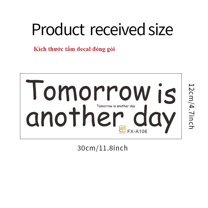 Decal dán tường chữ Tomorrow is another day ý nghĩa truyền động lực