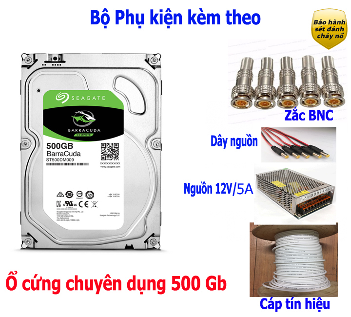 Bộ Camera Hikvision full color có màu ban đêm full phụ kiện lắp đặt hàng chính hãng