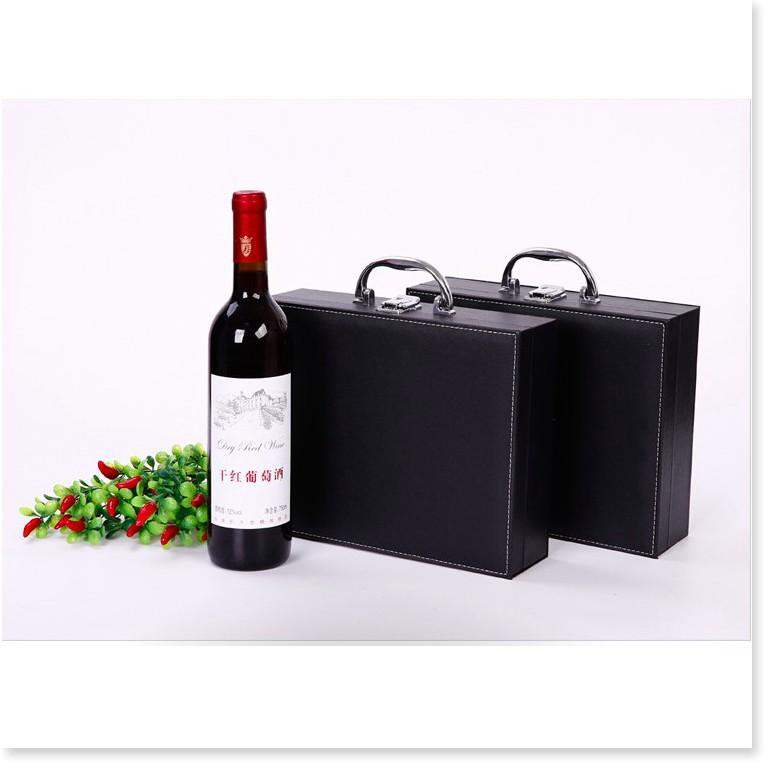 Hộp dụng cụ khui champagne chuyên nghiệp - Black Leather Box