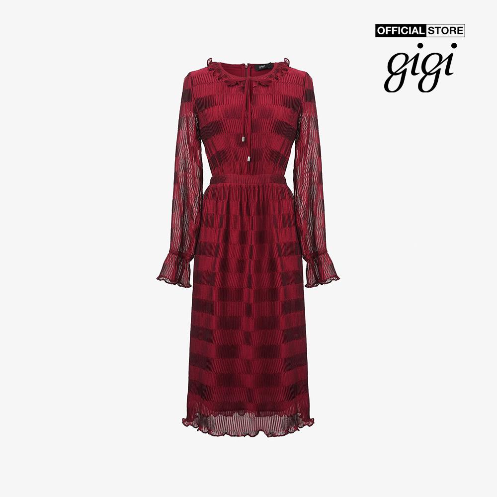 GIGI - Đầm midi tay dài cổ tròn thắt nơ thời trang G2102D222131