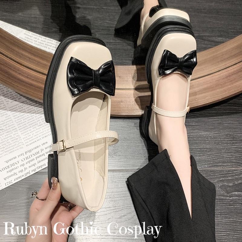 Giày Lolita Retro Đính Nơ Tiểu Thư xinh xắn ( đen, trắng) size 35-40