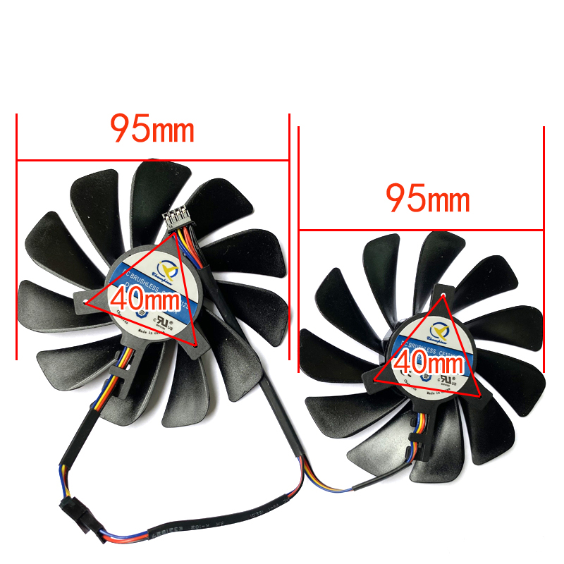 NEW 2PCS 95MM FDC10U12S9-C CF1010U12S 4PIN RX5700 GPU Fan For Powercolor RtX 5700 Sports Edition 8GB GDDR6 RtX 5700 XT Red XFX 580
