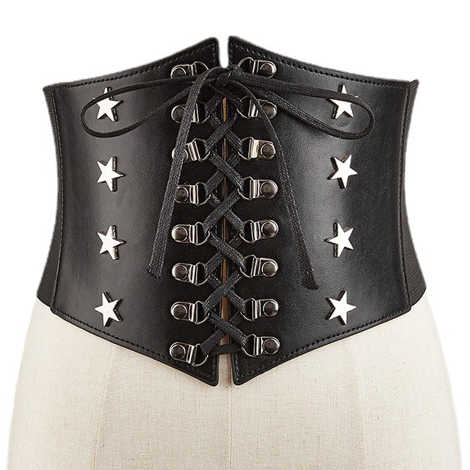 Women's Elastic Stretchy Wide Waist  Belt Fashion Dress Waistband Brown