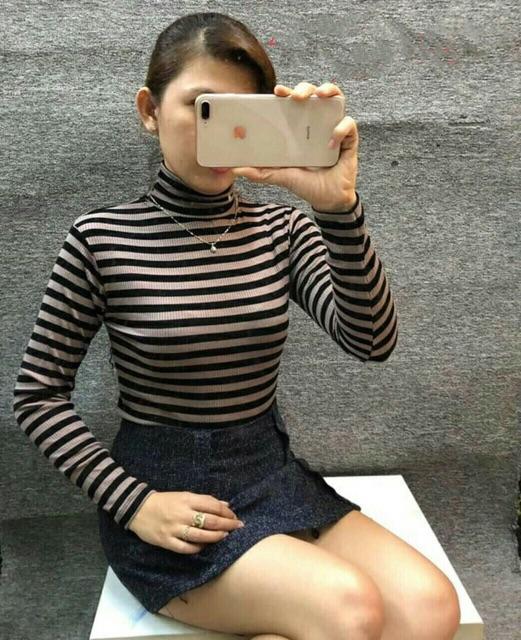 Áo Body Kẻ Ngang Cổ Lọ - Hàng Đẹp