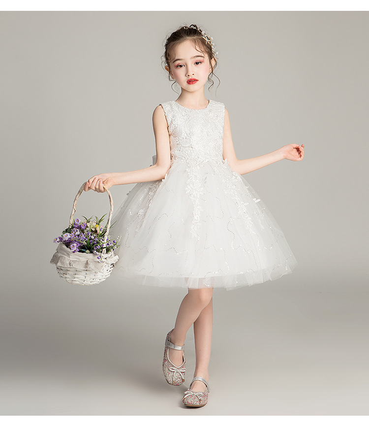 Váy đầm bé gái dễ thương, váy lưới bồng bềnh dự tiệc cho bé từ 6-12 tuổi màu trắng